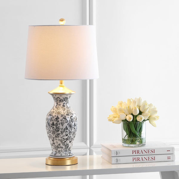 Safavieh KAEDEN, 27-Inch Black and White Ceramic Table Lamp - Modern Elegance for Home or Office Décor TBL4149A-SET2
