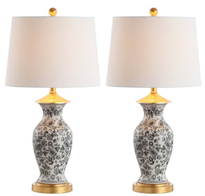 Safavieh KAEDEN, 27-Inch Black and White Ceramic Table Lamp - Modern Elegance for Home or Office Décor TBL4149A-SET2