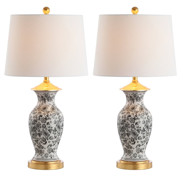 Safavieh KAEDEN, 27-Inch Black and White Ceramic Table Lamp - Modern Elegance for Home or Office Décor TBL4149A-SET2