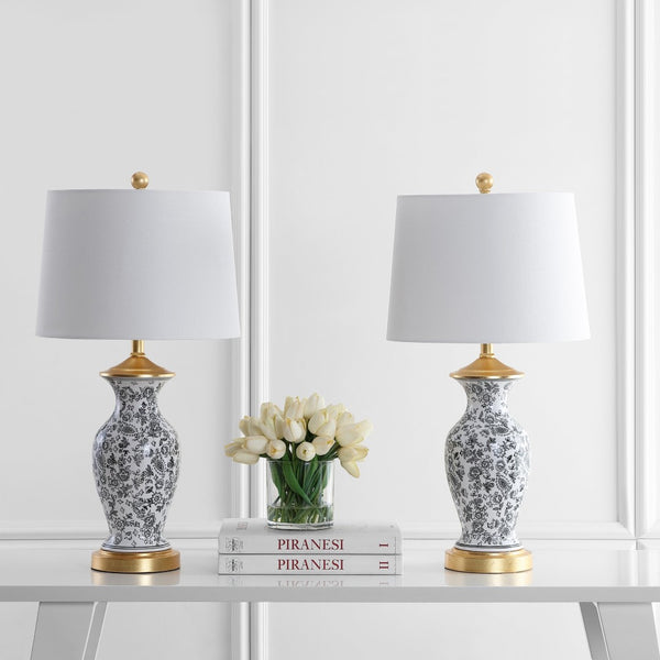 Safavieh KAEDEN, 27-Inch Black and White Ceramic Table Lamp - Modern Elegance for Home or Office Décor TBL4149A-SET2