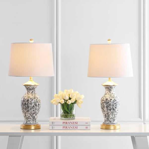 Safavieh KAEDEN, 27-Inch Black and White Ceramic Table Lamp - Modern Elegance for Home or Office Décor TBL4149A-SET2