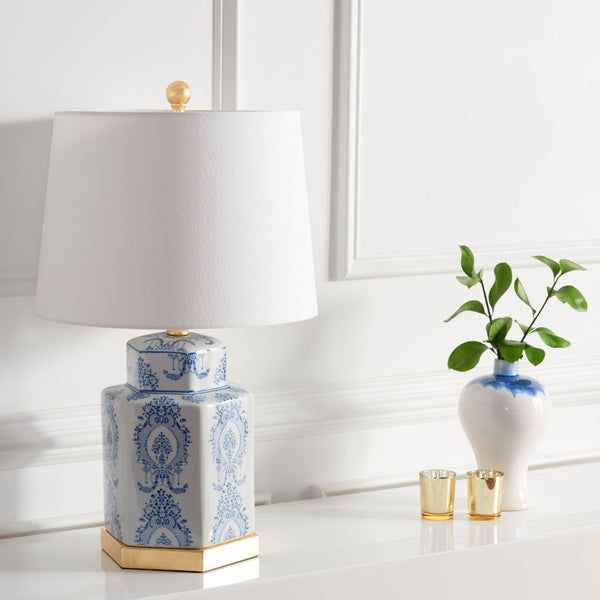 Safavieh BODIN Table Lamp - Elegant Blue & White Porcelain Design for Cozy Ambiance in Any Room TBL4150A-SET2
