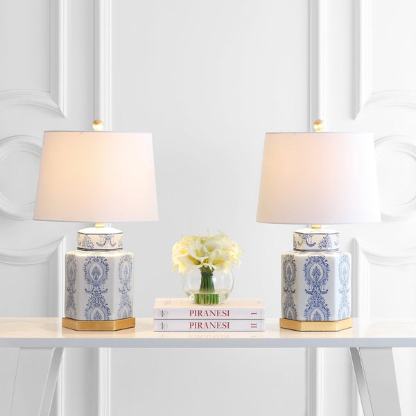 Safavieh BODIN Table Lamp - Elegant Blue & White Porcelain Design for Cozy Ambiance in Any Room TBL4150A-SET2