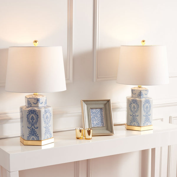 Safavieh BODIN Table Lamp - Elegant Blue & White Porcelain Design for Cozy Ambiance in Any Room TBL4150A-SET2