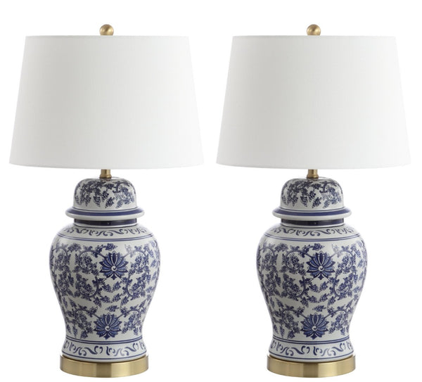 Safavieh ARWEN Table Lamp - Elegant Blue & White Design for Ambient Lighting in Any Room or Office Space TBL4153A-SET2
