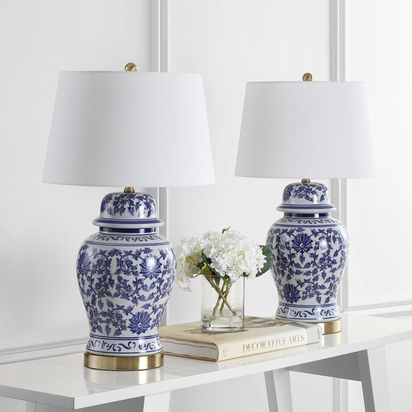Safavieh ARWEN Table Lamp - Elegant Blue & White Design for Ambient Lighting in Any Room or Office Space TBL4153A-SET2