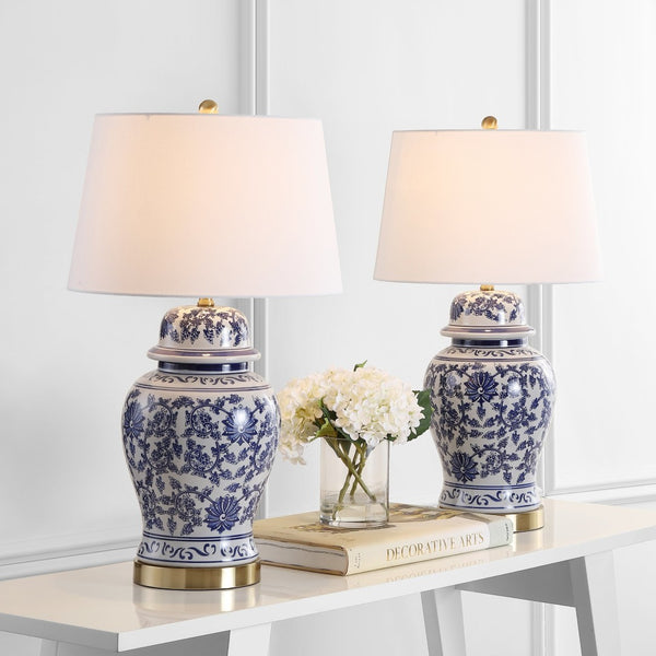 Safavieh ARWEN Table Lamp - Elegant Blue & White Design for Ambient Lighting in Any Room or Office Space TBL4153A-SET2
