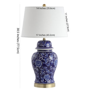 Safavieh AHARON Table Lamp - Stylish Navy & White Design for Modern and Transitional Interiors - Warm Glow TBL4157A-SET2