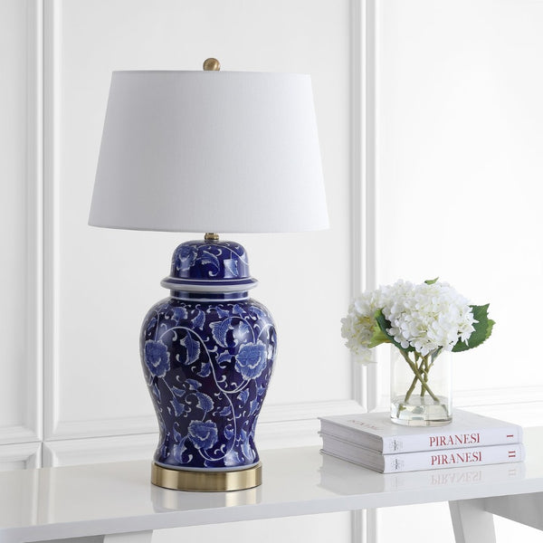 Safavieh AHARON Table Lamp - Stylish Navy & White Design for Modern and Transitional Interiors - Warm Glow TBL4157A-SET2