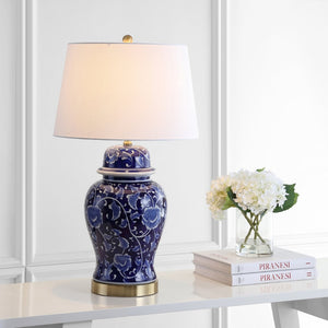Safavieh AHARON Table Lamp - Stylish Navy & White Design for Modern and Transitional Interiors - Warm Glow TBL4157A-SET2
