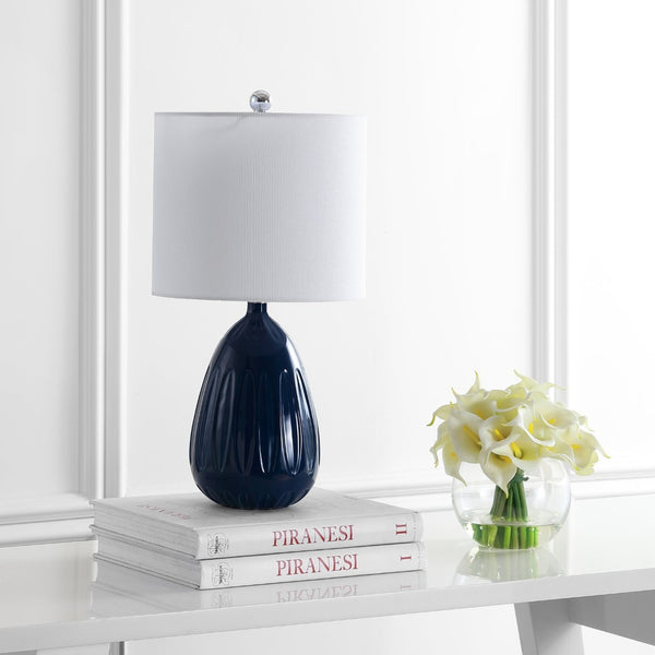 Safavieh LINNETT Table Lamp - Elegant Accent Lighting for Modern and Classic Interiors with Ambient Glow Navy TBL4165B