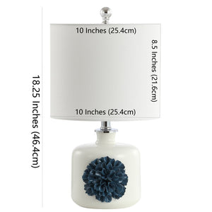 Safavieh OLINDA Table Lamp in White & Blue - Elegant, Sleek Design for Modern & Coastal Interiors, 10" x 18.25" TBL4171A