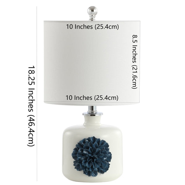 Safavieh OLINDA Table Lamp in White & Blue - Elegant, Sleek Design for Modern & Coastal Interiors, 10" x 18.25" TBL4171A