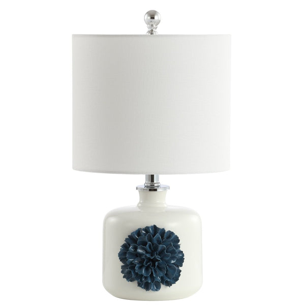 Safavieh OLINDA Table Lamp in White & Blue - Elegant, Sleek Design for Modern & Coastal Interiors, 10" x 18.25" TBL4171A