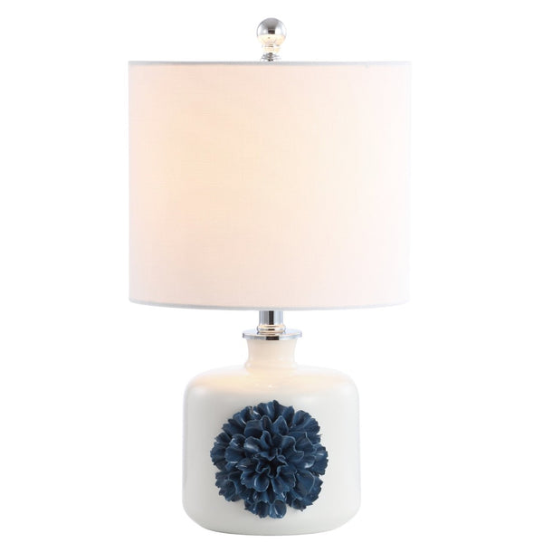 Safavieh OLINDA Table Lamp in White & Blue - Elegant, Sleek Design for Modern & Coastal Interiors, 10" x 18.25" TBL4171A