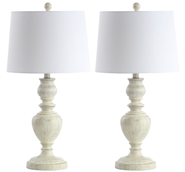 Safavieh ZABI Table Lamp in Elegant White Wash Finish – Perfect for Bedside, Living Room, or Entryway Decor TBL4176A-SET2