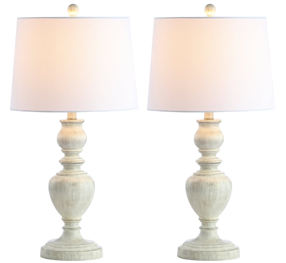 Safavieh ZABI Table Lamp in Elegant White Wash Finish – Perfect for Bedside, Living Room, or Entryway Decor TBL4176A-SET2