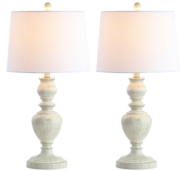 Safavieh ZABI Table Lamp in Elegant White Wash Finish – Perfect for Bedside, Living Room, or Entryway Decor TBL4176A-SET2