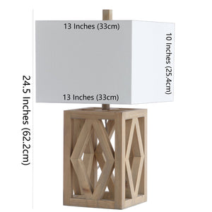 Safavieh TURNER, Elegant 24.5-Inch Brown Wood Table Lamp Set of 2 for Modern & Traditional Décor Styles TBL4177A-SET2
