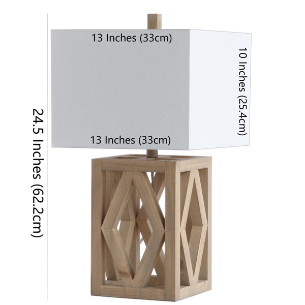 Safavieh TURNER, Elegant 24.5-Inch Brown Wood Table Lamp Set of 2 for Modern & Traditional Décor Styles TBL4177A-SET2