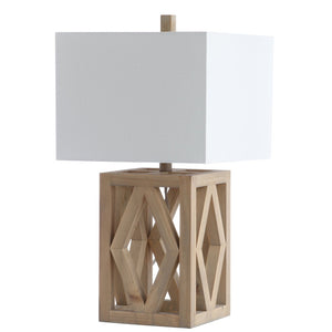 Safavieh TURNER, Elegant 24.5-Inch Brown Wood Table Lamp Set of 2 for Modern & Traditional Décor Styles TBL4177A-SET2
