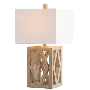 Safavieh TURNER, Elegant 24.5-Inch Brown Wood Table Lamp Set of 2 for Modern & Traditional Décor Styles TBL4177A-SET2