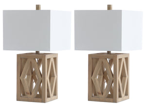 Safavieh TURNER, Elegant 24.5-Inch Brown Wood Table Lamp Set of 2 for Modern & Traditional Décor Styles TBL4177A-SET2