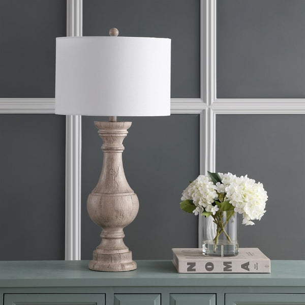 Safavieh SAVION Table Lamp - White Wash Finish for Cozy Ambiance, Timeless Design for Any Room Décor TBL4182A-SET2