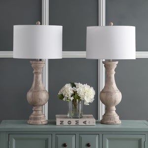 Safavieh SAVION Table Lamp - White Wash Finish for Cozy Ambiance, Timeless Design for Any Room Décor TBL4182A-SET2