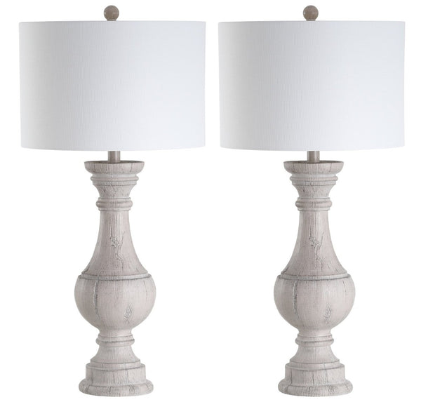 Safavieh SAVION Table Lamp - White Wash Finish for Cozy Ambiance, Timeless Design for Any Room Décor TBL4182A-SET2