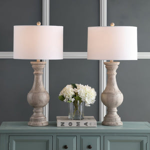 Safavieh SAVION Table Lamp - White Wash Finish for Cozy Ambiance, Timeless Design for Any Room Décor TBL4182A-SET2
