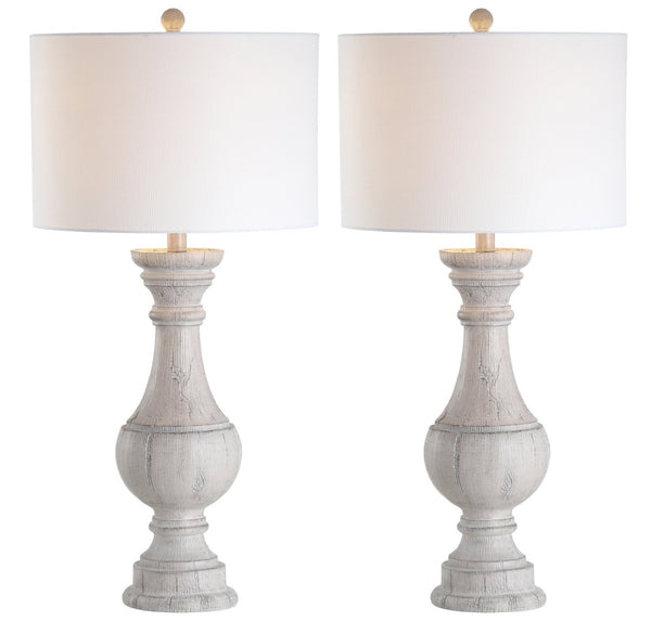 Safavieh SAVION Table Lamp - White Wash Finish for Cozy Ambiance, Timeless Design for Any Room Décor TBL4182A-SET2