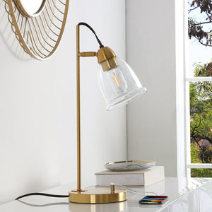 Safavieh GIBSON, 22 INCH IRON TABLE LAMP WITH USB PORT - Elegant Lighting Solution for Modern Spaces White / Gold TBL4185A
