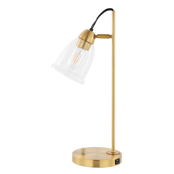 Safavieh GIBSON, 22 INCH IRON TABLE LAMP WITH USB PORT - Elegant Lighting Solution for Modern Spaces White / Gold TBL4185A
