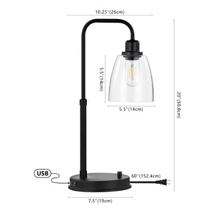 Safavieh KASHTON, 20-Inch Black Iron Table Lamp with USB Port - Modern Minimalist Design for Home & Office TBL4186A