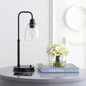 Safavieh KASHTON, 20-Inch Black Iron Table Lamp with USB Port - Modern Minimalist Design for Home & Office TBL4186A