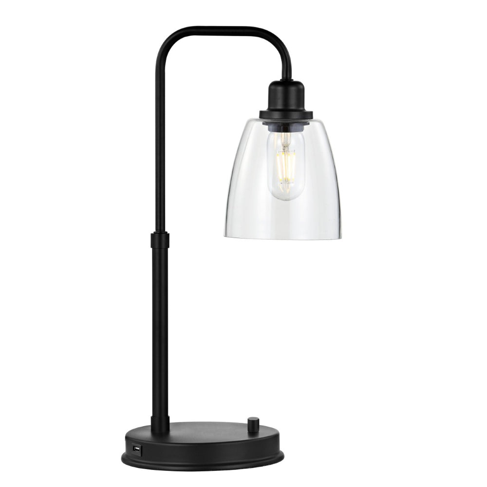 Safavieh KASHTON, 20-Inch Black Iron Table Lamp with USB Port - Modern Minimalist Design for Home & Office TBL4186A