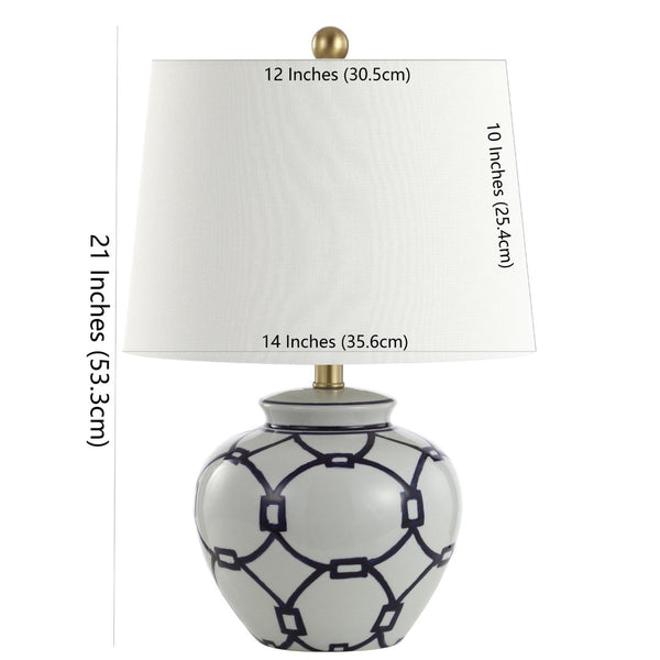 Safavieh ANDERS Table Lamp - Timeless Blue & White Design for Modern and Classic Interiors, 21" High Focal Point TBL4188A