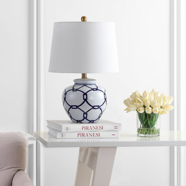 Safavieh ANDERS Table Lamp - Timeless Blue & White Design for Modern and Classic Interiors, 21" High Focal Point TBL4188A