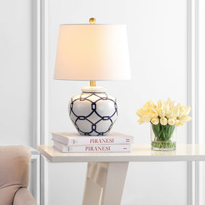 Safavieh ANDERS Table Lamp - Timeless Blue & White Design for Modern and Classic Interiors, 21" High Focal Point TBL4188A