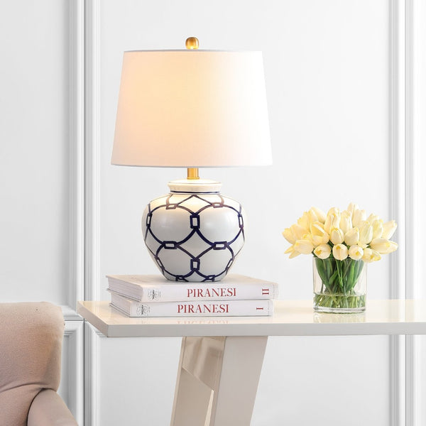 Safavieh ANDERS Table Lamp - Timeless Blue & White Design for Modern and Classic Interiors, 21" High Focal Point TBL4188A