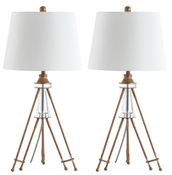 Safavieh GRAHAM Table Lamp - Elegant Brass Finish with Off-White Shade for Modern & Transitional Decor TBL4189A-SET2