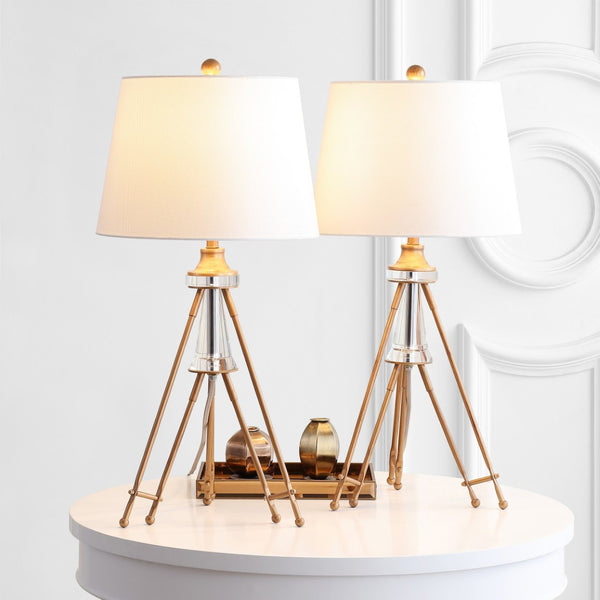 Safavieh GRAHAM Table Lamp - Elegant Brass Finish with Off-White Shade for Modern & Transitional Decor TBL4189A-SET2