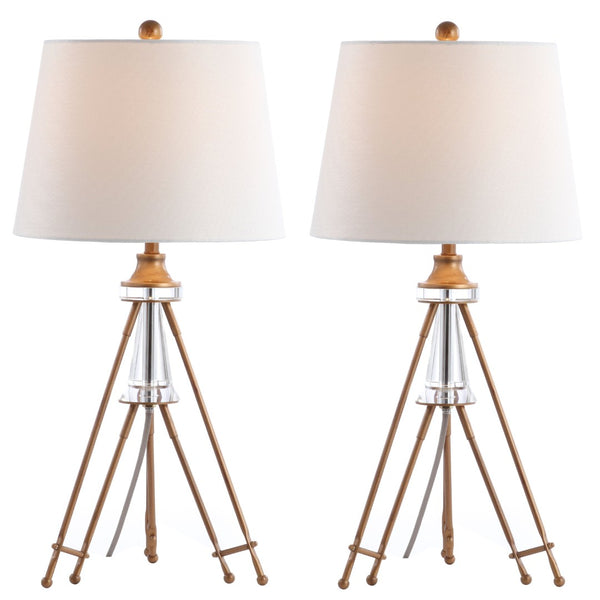 Safavieh GRAHAM Table Lamp - Elegant Brass Finish with Off-White Shade for Modern & Transitional Decor TBL4189A-SET2