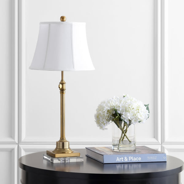 Safavieh CALLEN Table Lamp - Elegant Bronze & White Design for Timeless Style in Any Room, Adjustable Height TBL4192A-SET2