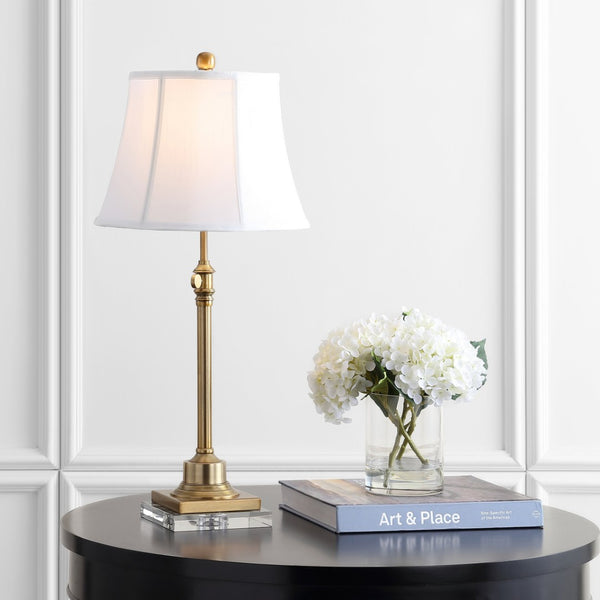 Safavieh CALLEN Table Lamp - Elegant Bronze & White Design for Timeless Style in Any Room, Adjustable Height TBL4192A-SET2