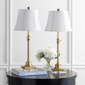 Safavieh CALLEN Table Lamp - Elegant Bronze & White Design for Timeless Style in Any Room, Adjustable Height TBL4192A-SET2