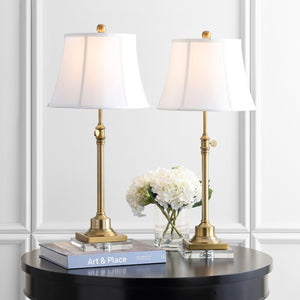 Safavieh CALLEN Table Lamp - Elegant Bronze & White Design for Timeless Style in Any Room, Adjustable Height TBL4192A-SET2