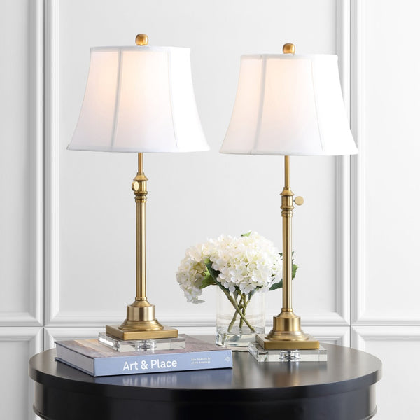 Safavieh CALLEN Table Lamp - Elegant Bronze & White Design for Timeless Style in Any Room, Adjustable Height TBL4192A-SET2