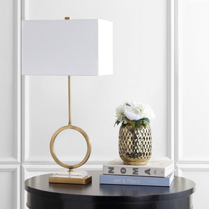 Safavieh KADEN, Elegant 31.5 Inch Table Lamp Set of 2 - Clear Crystal & Brass Finish for Stylish Illumination TBL4193A-SET2